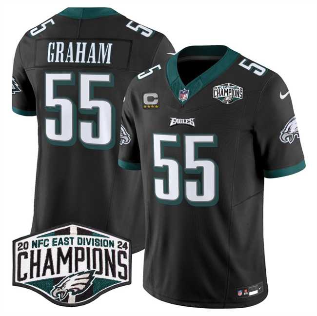 Mens Philadelphia Eagles #55 Brandon Graham Black 2024 NFC East Champions With 4-Star C Patch F.U.S.E. Vapor Untouchable Limited Stitched Jersey